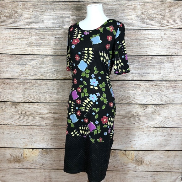 LuLaRoe Julia tulip floral with dipped dot hem - Picture 2 of 3